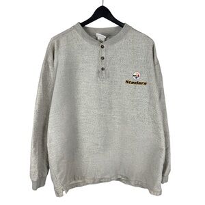 Vintage Y2K NFL Pittsburgh Steelers Logo Lightweight Grey Sweatshirt Size 2XL